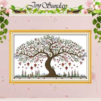 Liefde Boom Patronen Geteld Kruissteek 11CT Gedrukt 14CT Kruissteek Sets Kruissteek Kits Borduren Handwerken 14CT afbeelding printed