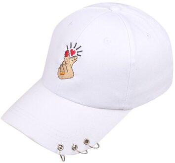 Liefde Gebaar Vinger Borduren Golf Baseball Cap Mannen Vrouwen Snapback Hoed Flipper Little Heart Zon Vrachtwagen Hoed # Gs wit