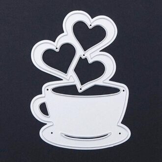 Liefde Hart Koffie Cup Diy Metalen Scrapbooking Craft Embossing Snijden Sterven Stencils Papier Card Maker Template Sterft