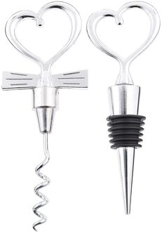 Liefde Hart Kurkentrekker Flesopener Set Rvs Wijn Flessenstop Corkscrew Opener Hartvormige Bruiloft Decoratie