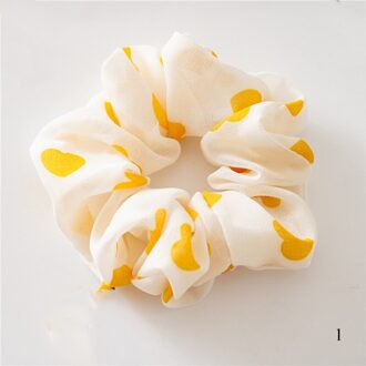 Liefde Hart Print Scrunchies Vrouwen Koreaanse Zoete Chiffon Elastische Haarbanden Meisjes Haar Banden Paardenstaart Houder Haar Accessoires 1