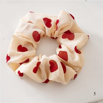 Liefde Hart Print Scrunchies Vrouwen Koreaanse Zoete Chiffon Elastische Haarbanden Meisjes Haar Banden Paardenstaart Houder Haar Accessoires 5