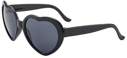 Liefde Hartvormige Effecten Bril Horloge De Lichten Veranderen Om Hartvorm Nachts Diffractie Bril Vrouwen Mode Zonnebril zwart