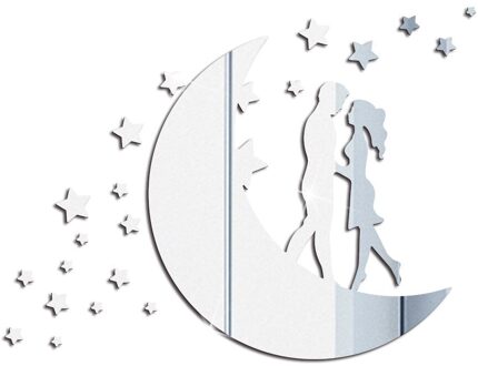 Liefde Maan Liefhebbers Acryl Spiegel Sticker Valentijnsdag Spiegel Sticker Home Decoratie Multi-Stuk Pakket Thuis Decoratie 1
