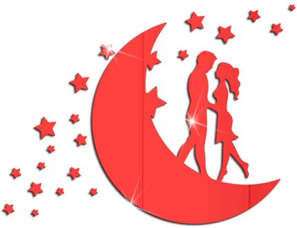 Liefde Maan Liefhebbers Acryl Spiegel Sticker Valentijnsdag Spiegel Sticker Home Decoratie Multi-Stuk Pakket Thuis Decoratie 3