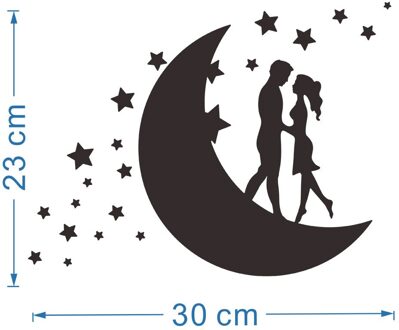 Liefde Maan Liefhebbers Acryl Spiegel Sticker Valentijnsdag Spiegel Sticker Home Decoratie Multi-Stuk Pakket Thuis Decoratie 4