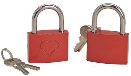 Liefde Slotjes - Valentijn - hangsloten - hartje - rood - 6 cm