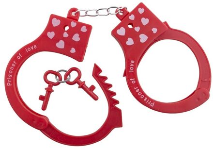 Liefde thema handboeien - rood - Valentijnsdag en huwelijk - cadeautje voor hem / haar - kunstsstof Multi