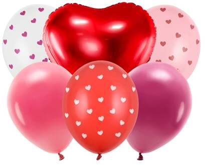 Liefdes Ballonnen Set Valentijn mix (6st) Multikleur - Print