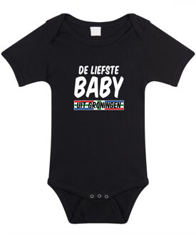 Liefste baby uit Groningen baby rompertje zwart jongen/meisje 68 (4-6 maanden)