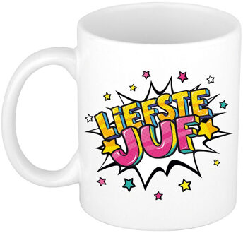 Liefste juf cadeau mok / beker wit 300 ml - feest mokken