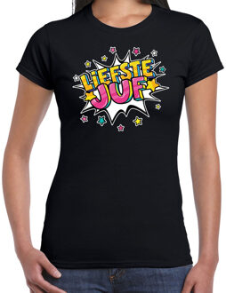 Liefste juf cadeau t-shirt zwart voor dames M