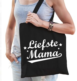 Liefste mama cadeau tas zwart katoen - Feest Boodschappentassen