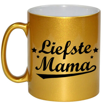 Liefste mama gouden mok / beker voor Moederdag 330 ml - feest mokken Goudkleurig