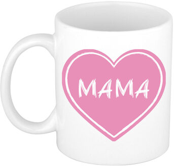 Liefste mama verjaardag cadeau mok - roze hartje - 300 ml - Moederdag - feest mokken
