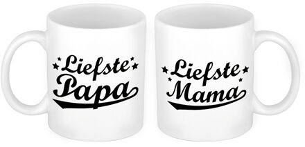 Liefste papa en mama mok - Vaderdag en moederdag cadeau - feest mokken Zwart