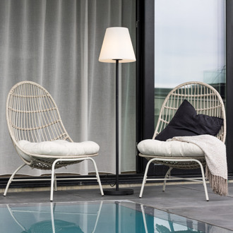 Lien tuin vloerlamp wit met zwarte voet