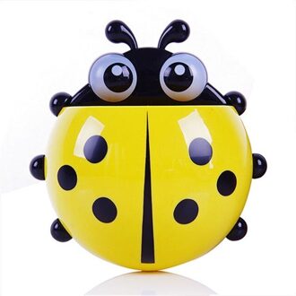 Lieveheersbeestje Tandenborstelhouder Tandpasta Doos Met Zuignap Opslag Rekken Badkamer Planken Sucker Containers Badkamer Accessoires geel