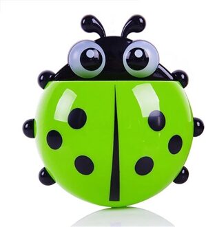 Lieveheersbeestje Tandenborstelhouder Tandpasta Doos Met Zuignap Opslag Rekken Badkamer Planken Sucker Containers Badkamer Accessoires groen