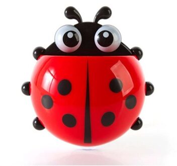 Lieveheersbeestje Tandenborstelhouder Tandpasta Doos Met Zuignap Opslag Rekken Badkamer Planken Sucker Containers Badkamer Accessoires rood