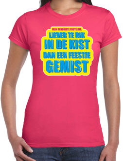 Liever te dik in de kist dan een feestje gemist foute party shirt roze dames M