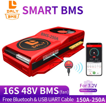 Lifepo4 48V 16s Smart BMS 18650 Battery Protection Board BMS balanced 150A 200A 250A 485 USB device CAN UART Bluetooth APP