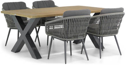 Lifestyle Western/Cardiff 180 cm dining tuinset 5-delig Grijs-antraciet