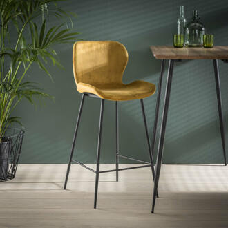 LifestyleFurn Barstoel 'Gael' Velvet, kleur Goud (zithoogte 67cm)