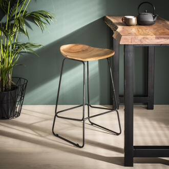 LifestyleFurn Barstoel 'Nicole' Acaciahout (zithoogte 71cm) Massief acacia naturel