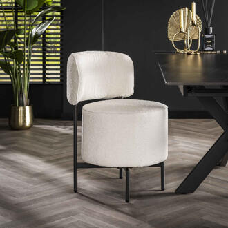 LifestyleFurn Draaibare Eetkamerstoel 'Karlita' Bouclé, kleur Wit