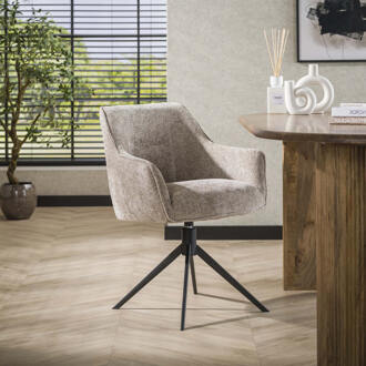 LifestyleFurn Draaibare Eetkamerstoel 'Lavonne' Geweven stof, kleur Zand