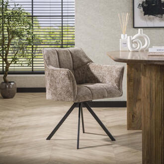 LifestyleFurn Draaibare Eetkamerstoel 'Thandie' Hoven stof, kleur Champagne