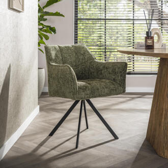 LifestyleFurn Draaibare Eetkamerstoel 'Thandie' Hoven stof, kleur Groen