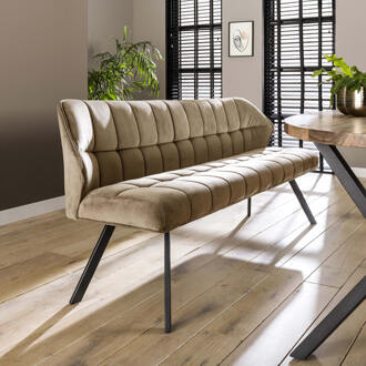 LifestyleFurn Eetkamerbank 'Thandie' Velvet, 180cm, kleur Champagne Champagne velours