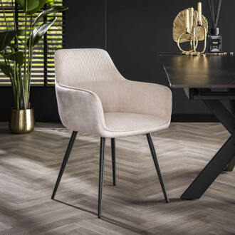 LifestyleFurn Eetkamerstoel 'Kerbi' Rib, kleur Off White