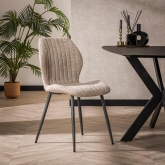 LifestyleFurn Eetkamerstoel 'Taneeka' Bouclé, kleur Zand Boucle zandkleur