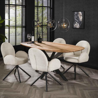 LifestyleFurn Eettafel 'Imre' Deens ovaal, Acaciahout, 180 x 95cm Massief acacia naturel - 180 x 95 cm