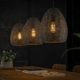 LifestyleFurn Hanglamp 'America' 3-lamps Zwart bruin