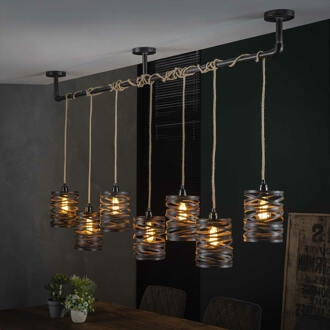 LifestyleFurn Hanglamp 'Cate' 7-lamps Slate grey