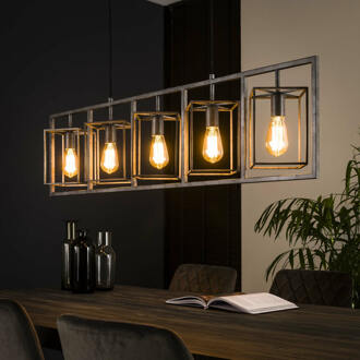 LifestyleFurn Hanglamp 'Damon' 5-lamps, kleur Oud Zilver
