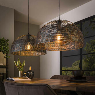 LifestyleFurn Hanglamp 'Goran' 2-lamps Zwart bruin