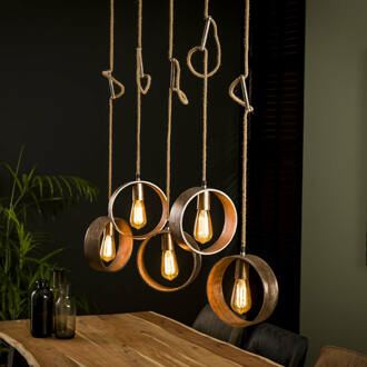 LifestyleFurn Hanglamp 'Kristi' 5-lamps, kleur Antiek Nikkel
