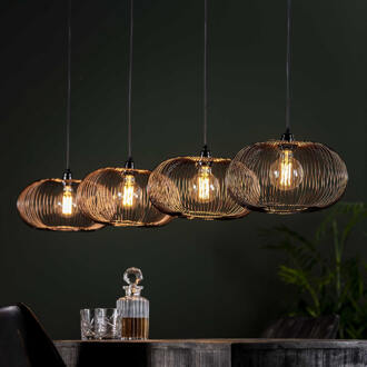 LifestyleFurn Hanglamp 'Mallory' Ø35cm, 4-lamps Zwart nikkel