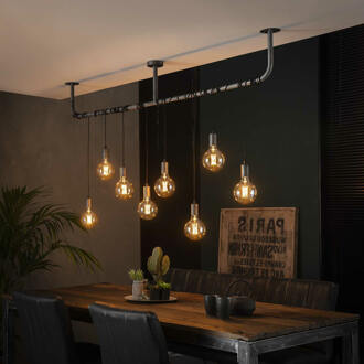 LifestyleFurn Hanglamp 'Samuel' 8-lamps Oud zilver