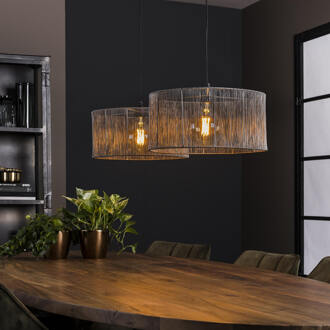 LifestyleFurn Hanglamp 'Shana' Metaal, 2-lamps Zwart nikkel
