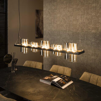 LifestyleFurn Hanglamp 'Tee' 10-lamps, Mixed glas Artic zwart