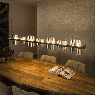 LifestyleFurn Hanglamp 'Tee' 14-lamps, Mixed glas Artic zwart