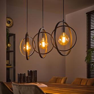 LifestyleFurn Hanglamp 'Tricia' 3-lamps, kleur Charcoal