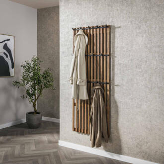 LifestyleFurn Kapstok 'Darah' Latjes Mangohout met 14 haken, 160 x 60cm Massief mango zandkleur