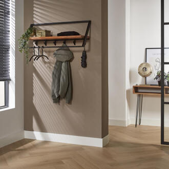 LifestyleFurn Kapstok 'Kaveh' Acaciahout, Met 5 haakjes Massief acacia naturel